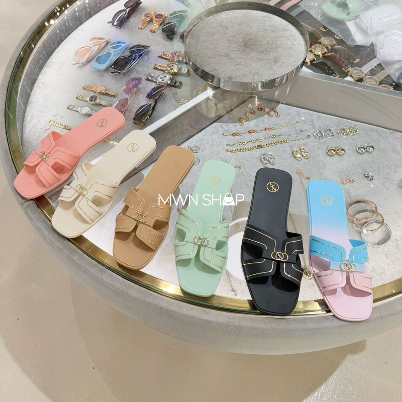 Lyn รองเท้า มีโค้ดลด30% hey jelly รองเท้าแตะยาง พร้อมถุงผ้า ถุงกระดาษ ของแท้จากชอป