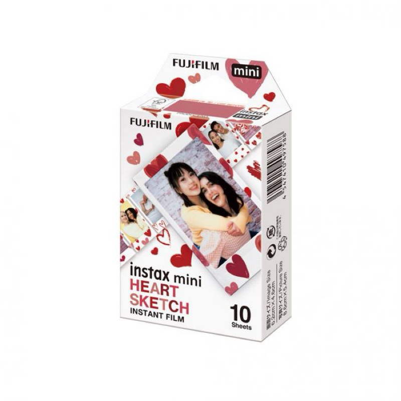 พร้อมส่ง Fujifilm Instax mini Film Heart Sketch - ฟิล์มลายหัวใจ สำหรับกล้อง INSTAX MINI (หมดอายุ 2026-12)