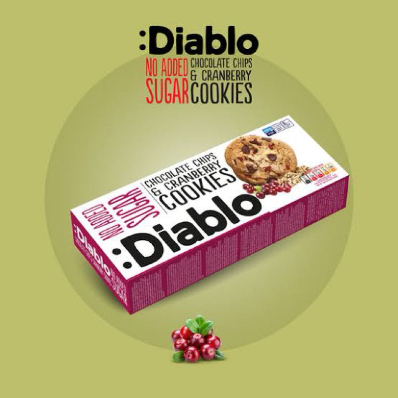 t Diablo chocolate chips cranberry cookies no added sugar คุกกี้ช็อกชิพแครนเบอรี่ ไม่มีน้ำตาลทราย จากโปแลน
