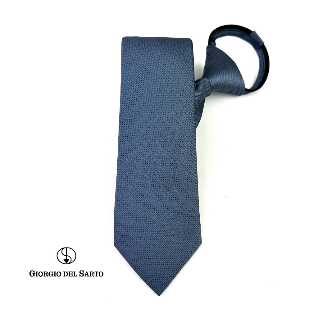 Giorgio Del Sarto Adults Zipper Tie Grey 7.5 cm ไทซิป เนคไทสำเร็จรูปสีเทา