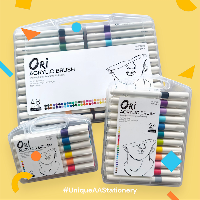 ORI Acrylic Brush Pen โอริ ปากกาสีอะคริลิค หัวพู่กัน ชุด 12/24/48 สี