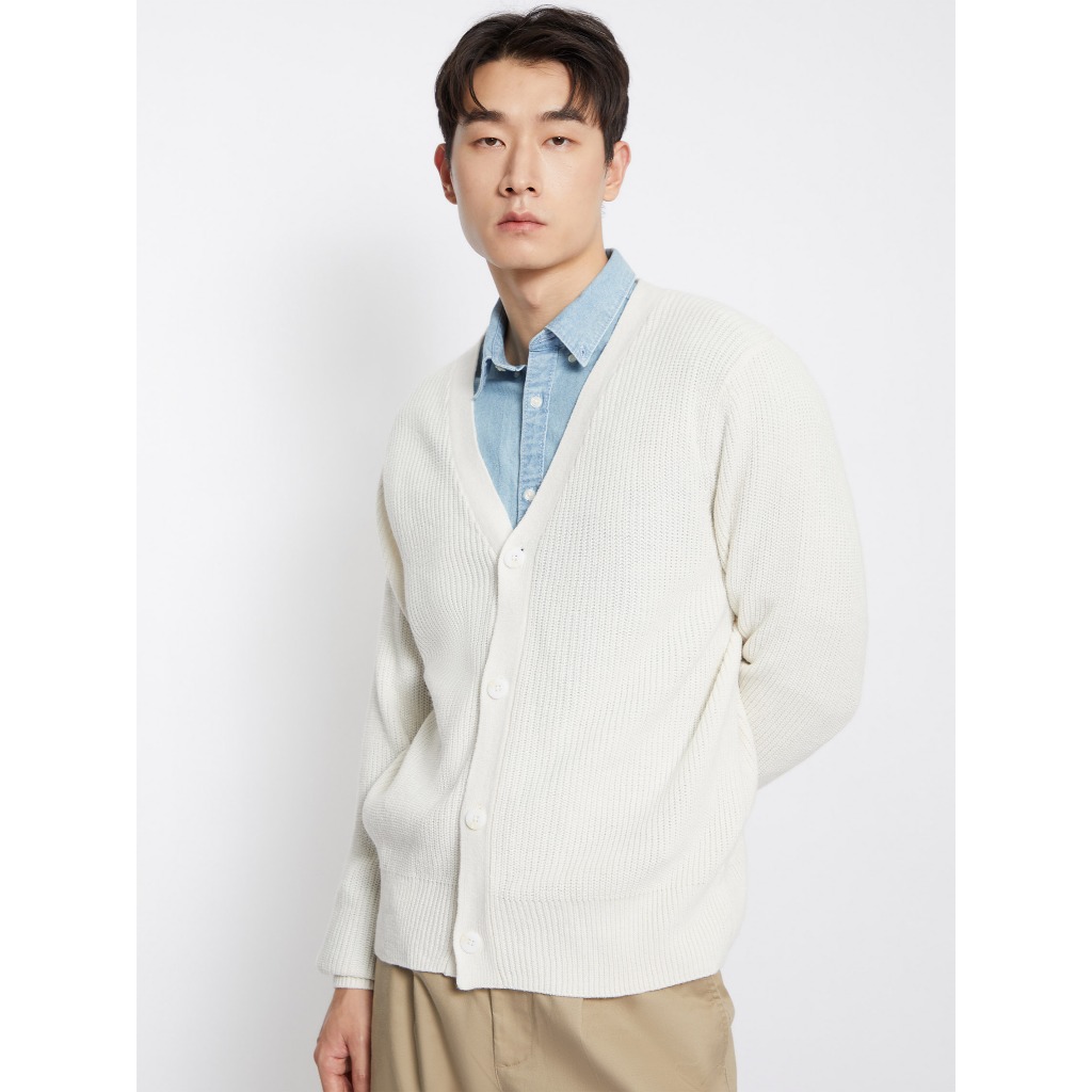 AIIZ (เอ ทู แซด) - AIIZ เสื้อคาร์ดิแกนผู้ชายทอริบ ทรงหลวม AIIZ Men's Ribbed Knit Cardigan
