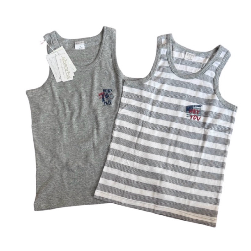 Absorba แอ๊บซอร์บา (แพ็ค 2 ชิ้น ) เสื้อกล้าม ผ้าคอตตอน Cotton 100% เด็กชาย สำหรับเด็กอายุ ขนาด 3ปี,5ปี,7ปี,9ปีขึ้นไป