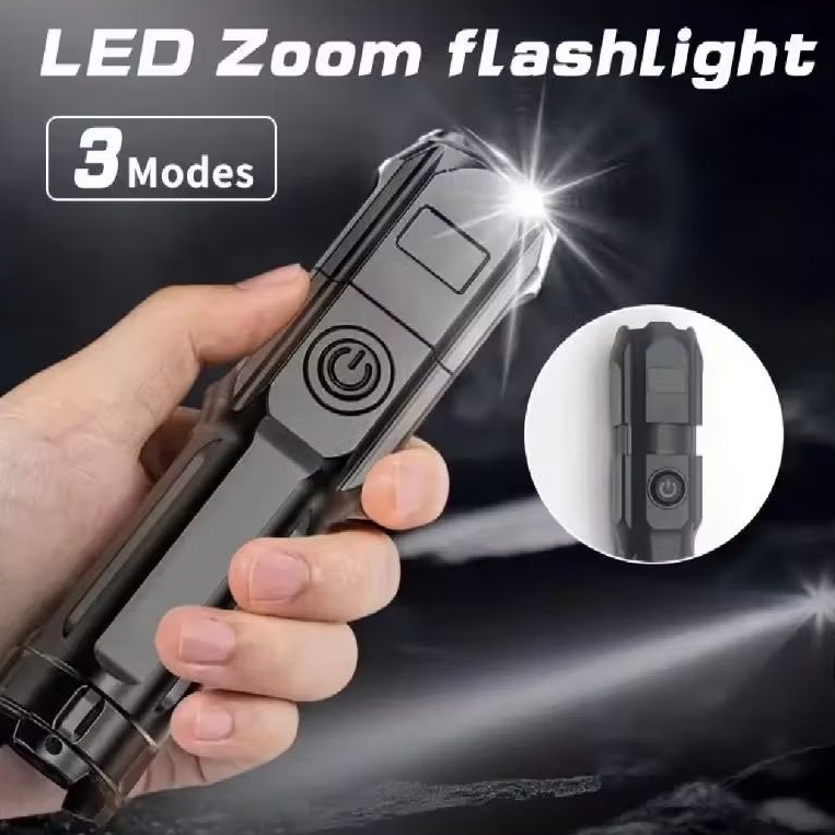 ไฟฉาย Led สว่างสดใสแบบพกพากลางแจ้งใช้ในตัวแบตเตอรี่ USB แบบชาร์จไฟได้ไฟฉายโฟกัสแบบซูมได้ T6ปากกาไฟฉายกันน้ำ
