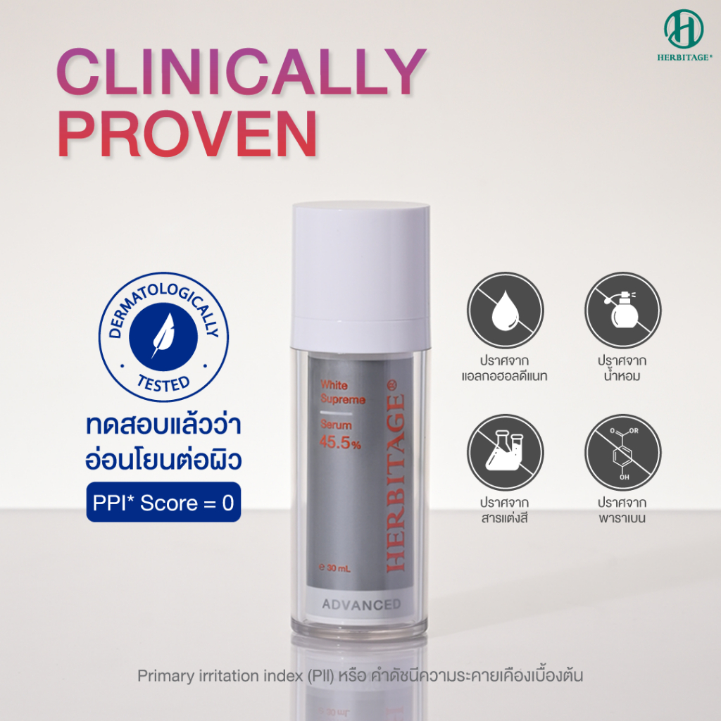 HERBITAGE Advanced White Supreme 45.5 Whitening Serum ( Niacinamide + Tranexamic + Bromelain ) รูปที่ 5