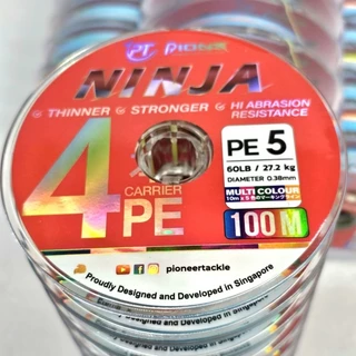สายพีอี PIONEER PE NINJA 4 X สายพีอี ไพโอเนียร์ นิลจา ถัก 4 สายเคลือบกันน้ำ