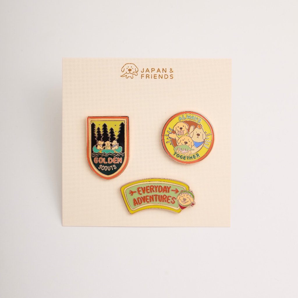 Set 3 ชิ้น Metallic Pin Set Golden Scout พินปักหมวก  ปักกระเป๋า ของตกแต่ง