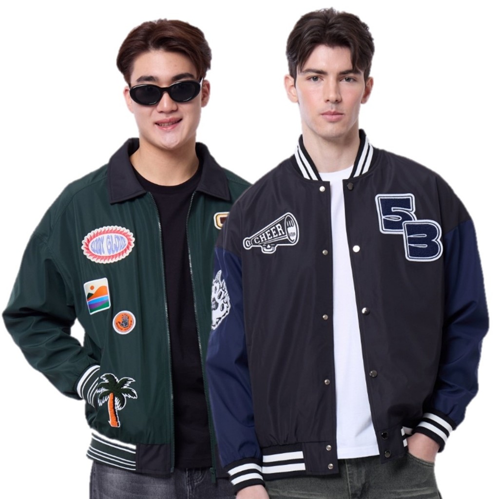 BODY GLOVE BASIC Varsity Jacket Fall 2025 แจ็คเก็ต สีเขียวเข้ม-สีดำ