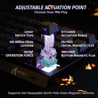 Attack Shark X68HE คีย์บอร์ดสวิตช์แม่เหล็กสําหรับเล่นเกม FPS 8K Polling Rate