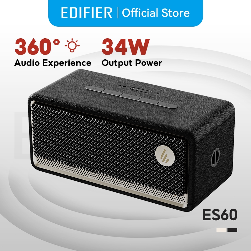 Edifier ES60 ลำโพงบลูทูธพกพา 34W (RMS) V5.4 ประสบการณ์เสียง 360° IP66 จับคู่สเตอริโอ ไมโครโฟนในตัว