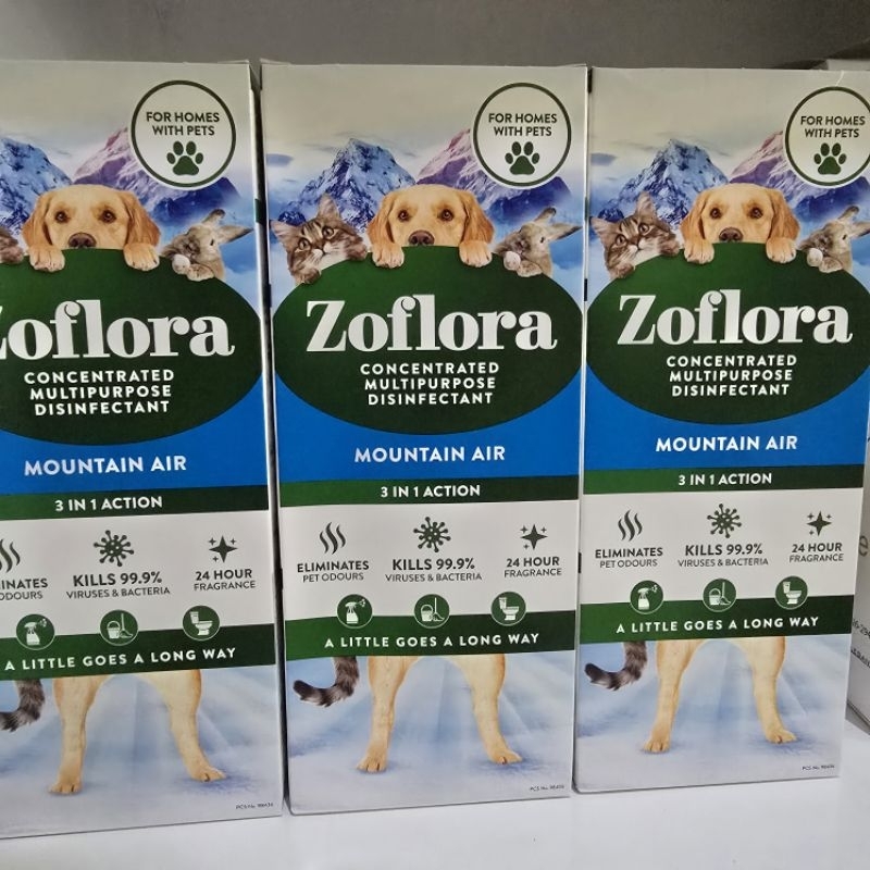 zoflora mountain air น้ำยาทำความสะอาดพื้น เครื่องมือแพทย์ ห้องน้ำ กำจัดแบคทีเรีย ไวรัส 500ml.
