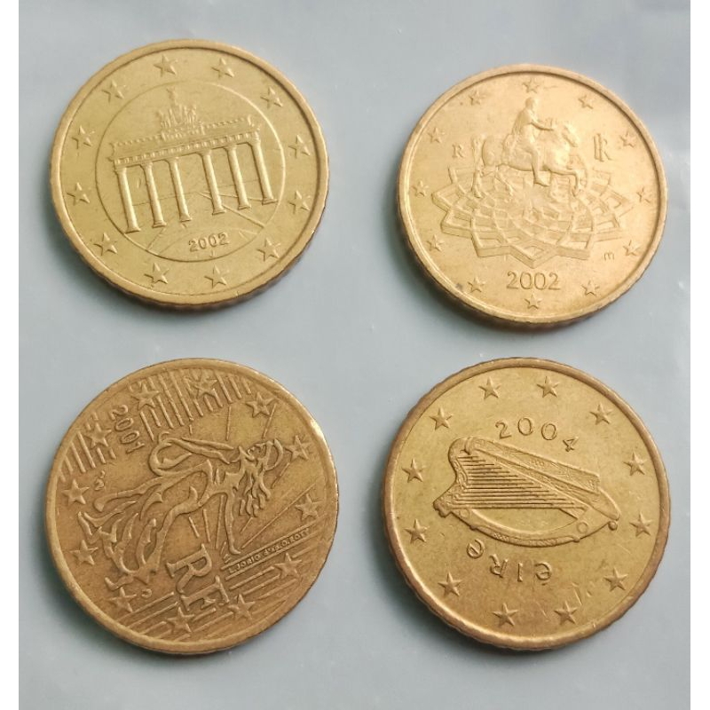 เซตเหรียญสะสมยูโร50เซนต์4เหรียญจาก4ประเทศคืออิตาลี-เยอรมนี-ฝรั่งเศส-ไอซ์แลนด์