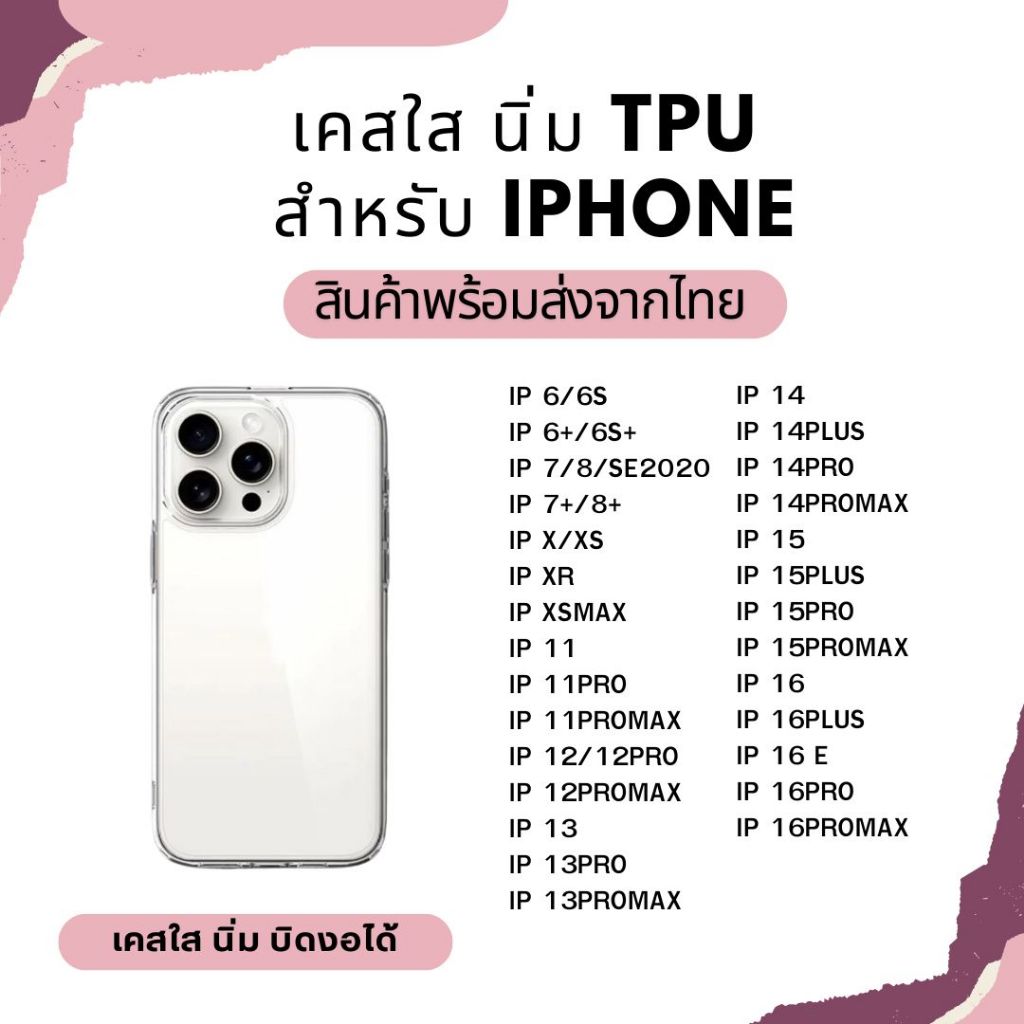 (ส่งด่วน📍) เคสไอโฟน เคสใส TPU 16e 16 15 14 13 12 11 Promax เคสนิ่ม สำหรับ iPhone X XS MAX XR 7+ 8+