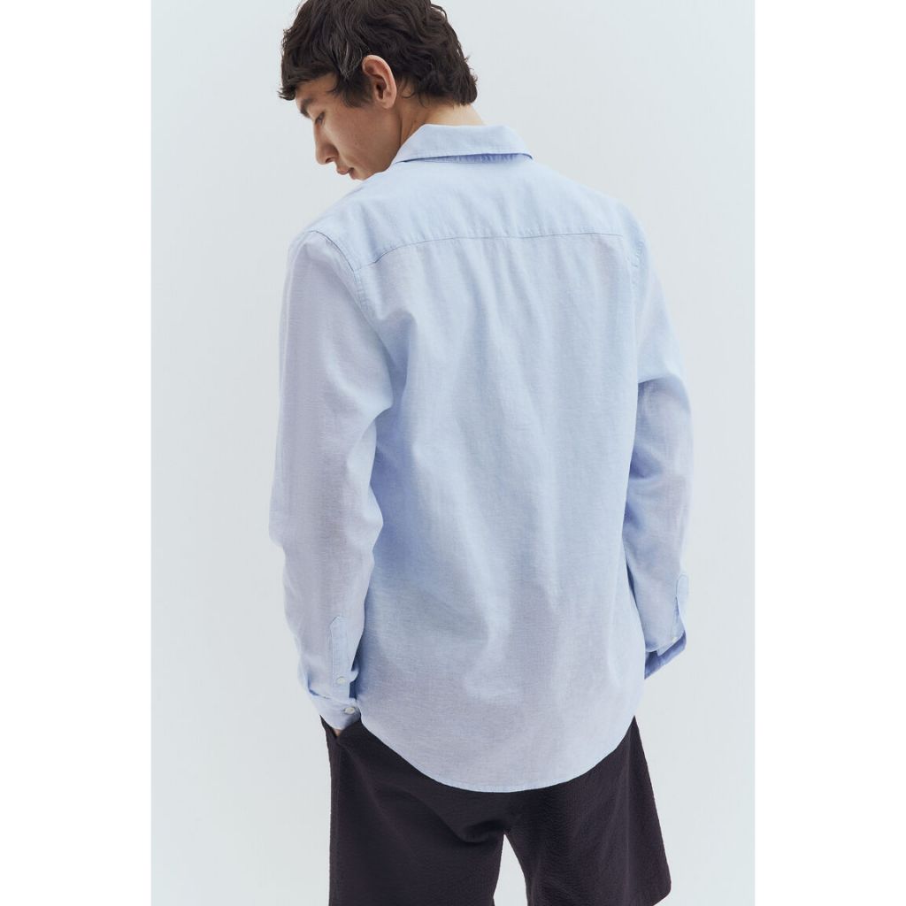 H&M(เอชแอนด์เอ็ม) Regular Fit Linen-blend shirt Men Regular Fit Linen-blend shirt 1256945_4