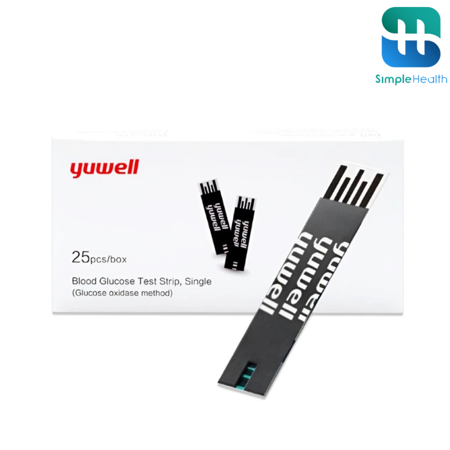 Simple health TH แผ่นตรวจน้ำตาลในเลือด แถบตรวจน้ำตาล blood sugar test strips ใช้แล้วทิ้ง 25 ชิ้น