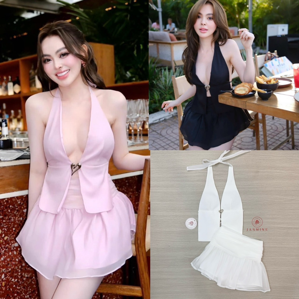 JM001 Jasmine Brand Set เสื้องานผูกคอด้านหลัง + กระโปรงสั้น [2PM]