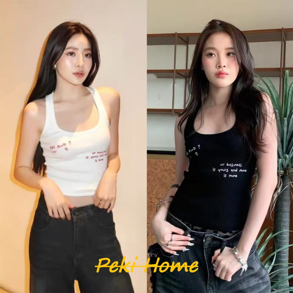 เสื้อกล้ามผู้หญิงลายตัวอักษร ดีไซน์เรียบง่าย ใส่สบาย