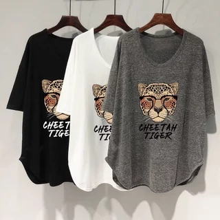 เสื้อยืดผู้หญิงแฟชั่นมาใหม่ oversize เสื้อผ้าสาวอวบอ้วนไซส์ใหญ่ 90โลสวยๆ เสื้อโอเวอร์ไซส์แขนสั้นลําลองทรงหลวมสไตล์เกาหลี