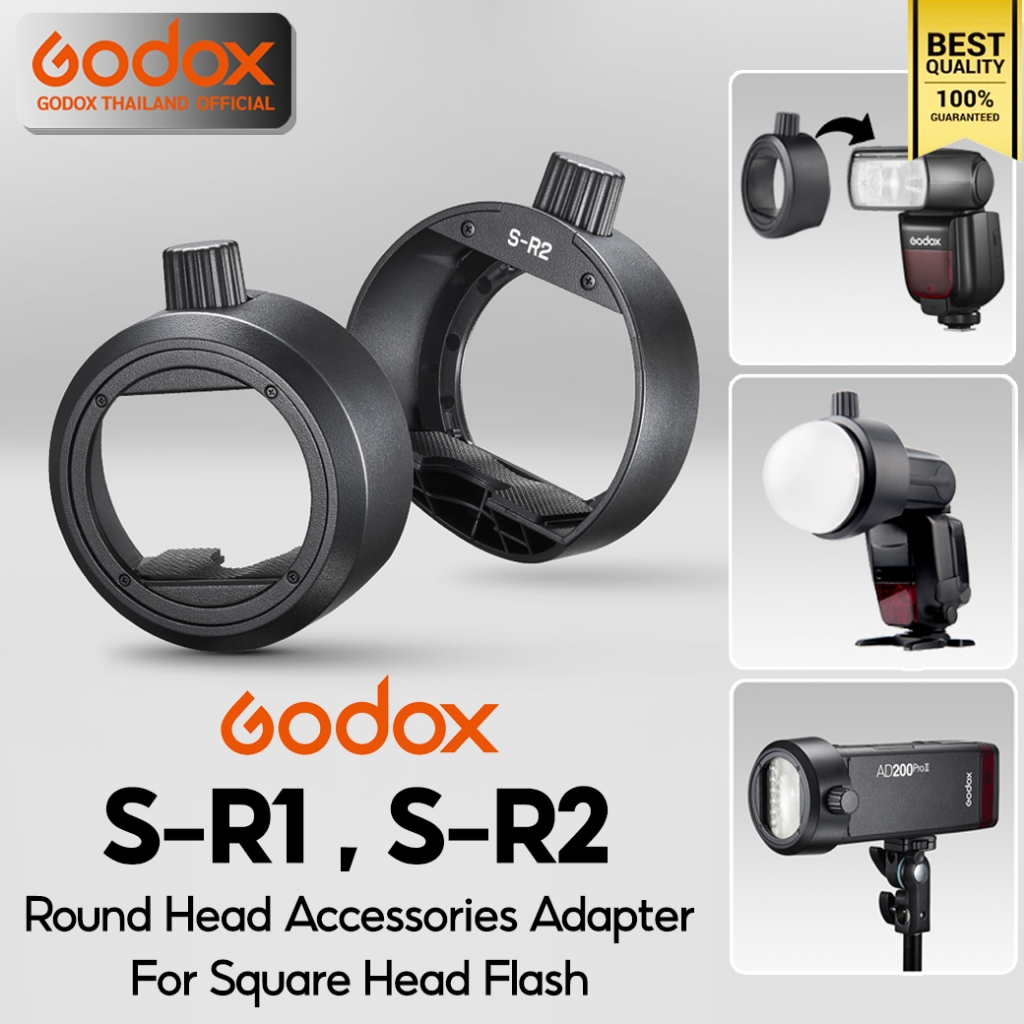 Godox Adapter S-R1, S-R2 Round Head Acessories Adapter ตัวแปลงแฟลชหัวเหลี่ยม เป็นหัวกลมใส่ AK-R1, AK
