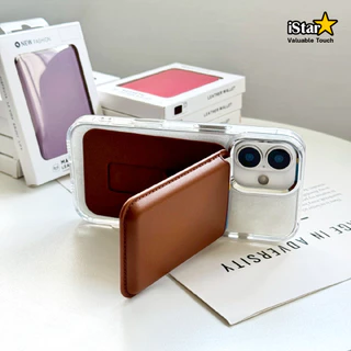 iStar Wallet ใส่บัตร Magnetic แบบหนัง ตั้งพับเก็บได้ สำหรับโทรศัพท์หรือเคสที่ ชาร์จไร้สาย