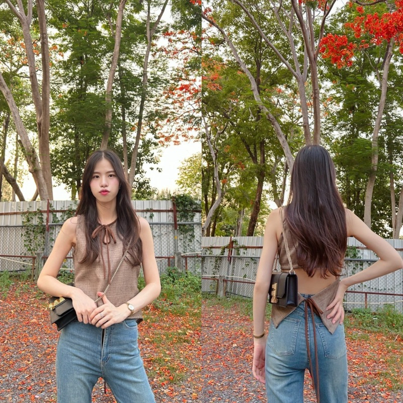 Loving Again - Crunchy top เสื้อผูกเว้าหลัง ทรงสามเหลี่ยม💖 - รูปที่ 7