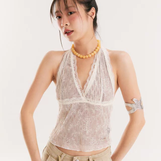 (พร้อมส่ง)Bemingtop913(S-XL)-Moonlight Lace Top – ซีทรูลูกไม้ สายฝอแต่ละมุนมาก!
