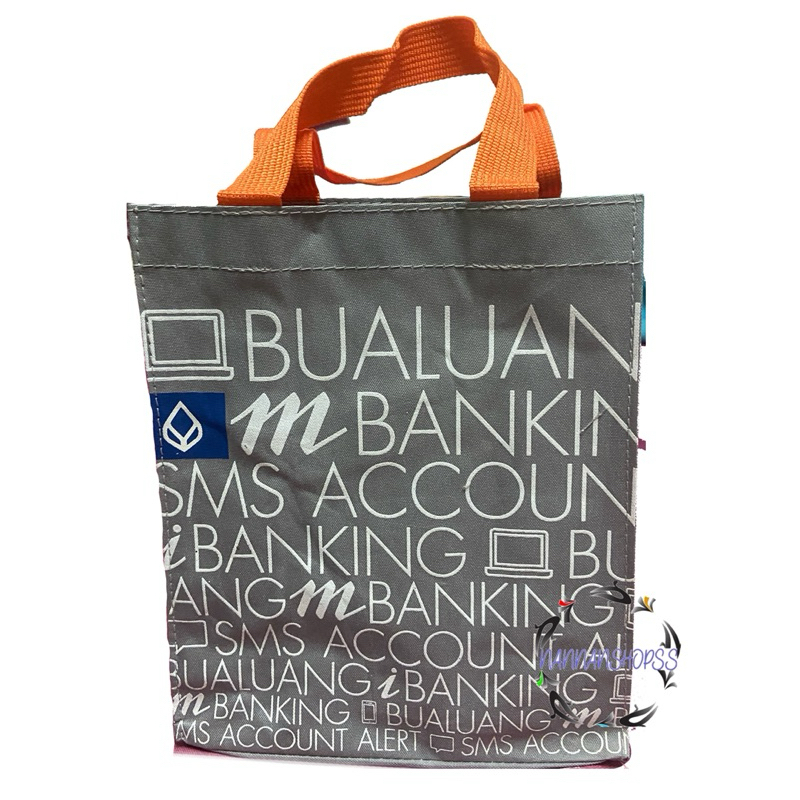 กระเป๋าผ้า ถุงผ้า โลโก้ ลาย ธนาคารกรุงเทพ Bualuang Bangkok Bank BBL กระเป๋าใส่ของ ของที่ระลึก ของสะส