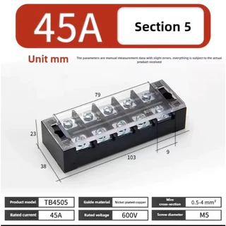 45A เทอร์มินอล บล็อกต่อสาย Terminal รุ่น TB45 3-12 ช่อง (45A 600V) Terminal Block TB-45