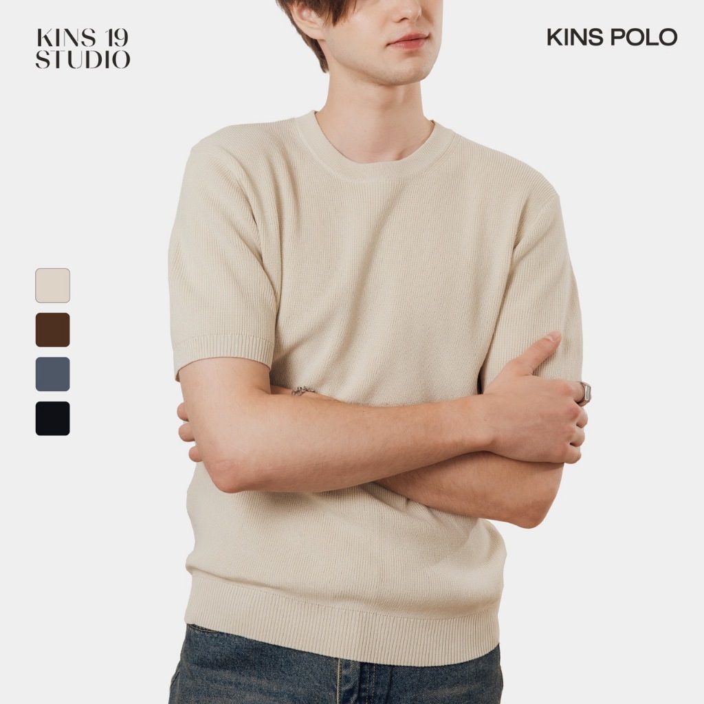 KINS | เสื้อโปโลคอกลมแขนสั้น มีทั้งหมด 4 สี 4 ไซส์ (KN125)