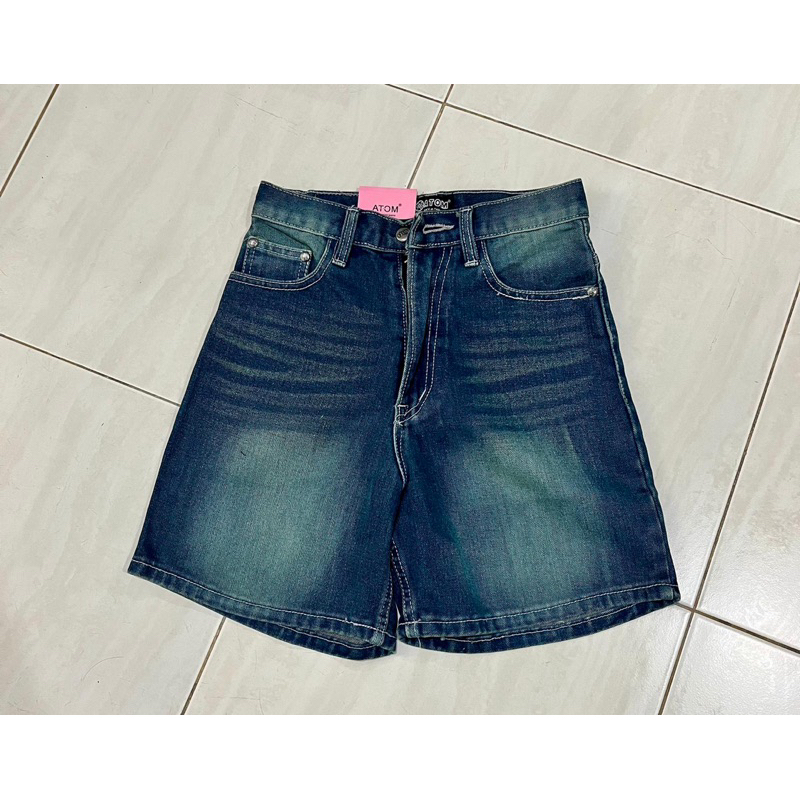 กางเกงยีนส์ขาสั้น 2 ส่วน สีสนิมเข้ม Atom jeans (AT 2001)