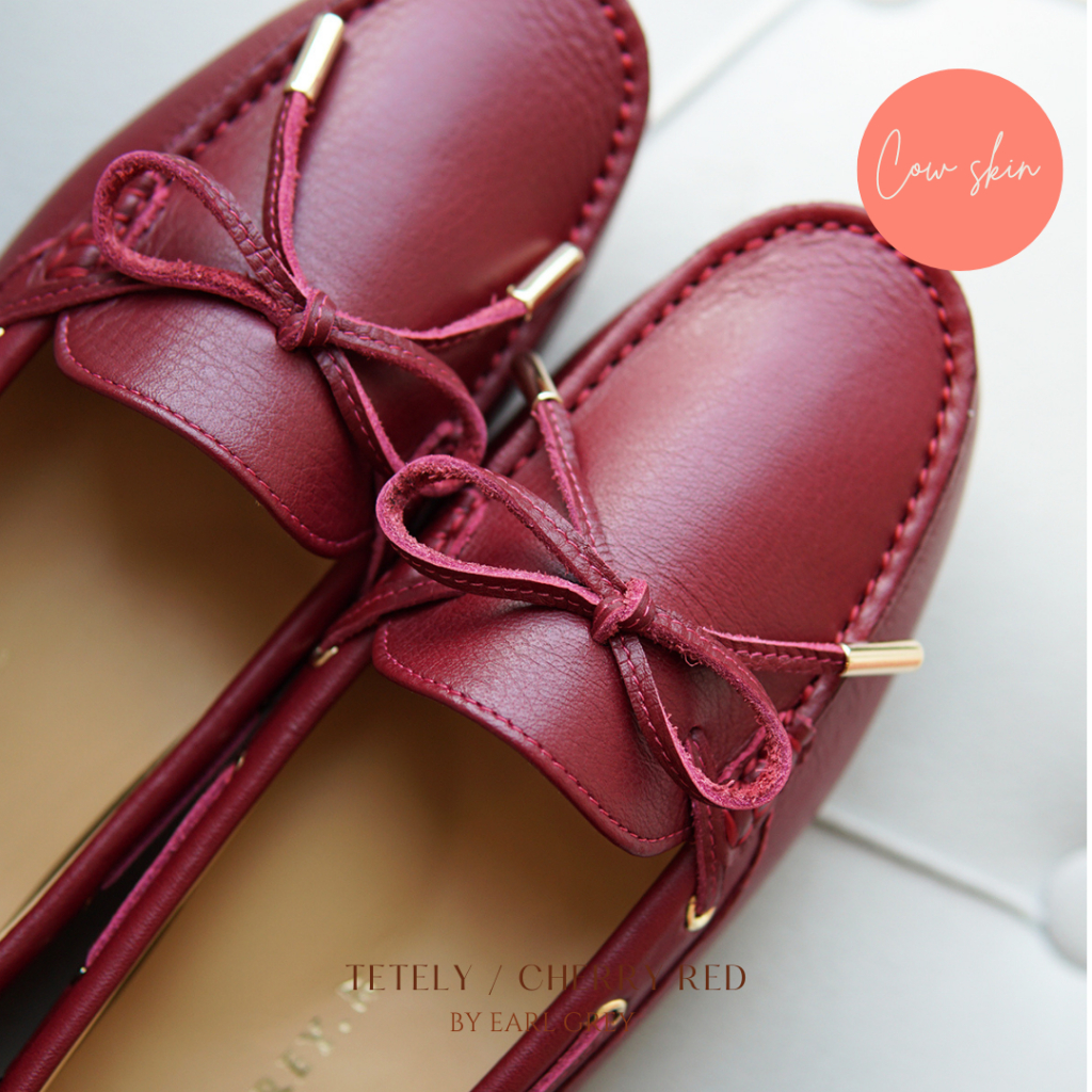EARL GREY รองเท้าหนังแท้ Tetley series in Cherry red