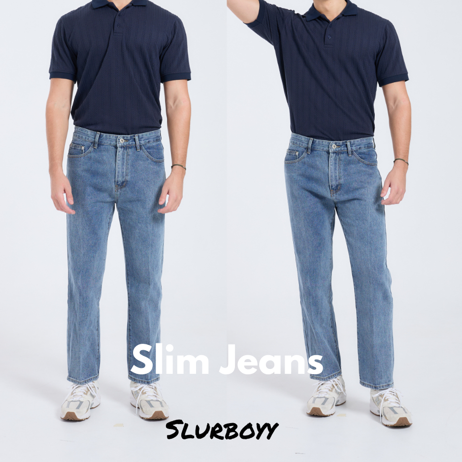 (ส่งด่วน กทม 4 ชม.) SLURBOYY Slim Jeans กางเกงยีนส์ขายาว ขากระบอกเล็ก (P0914)