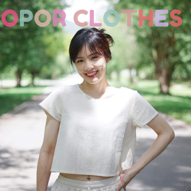 เสื้อครอปผ้าฝ้าย-แขนสั้น OT005-V1