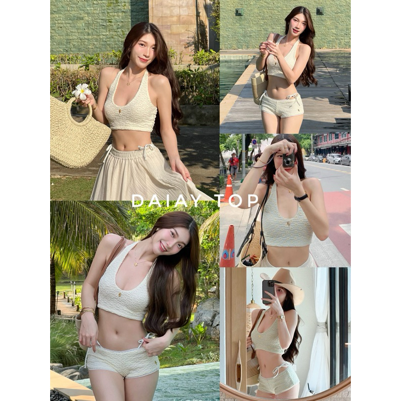Daisy top 590.- เสื้อคล้องคอ ดีไซน์สวย สะดุดตาด้วยลายเนื้อผ้าที่เป็นลายดอกเดซี่ น่ารักมากกกก โทนสีอ่อนๆละมุนสุดๆเลยค่า