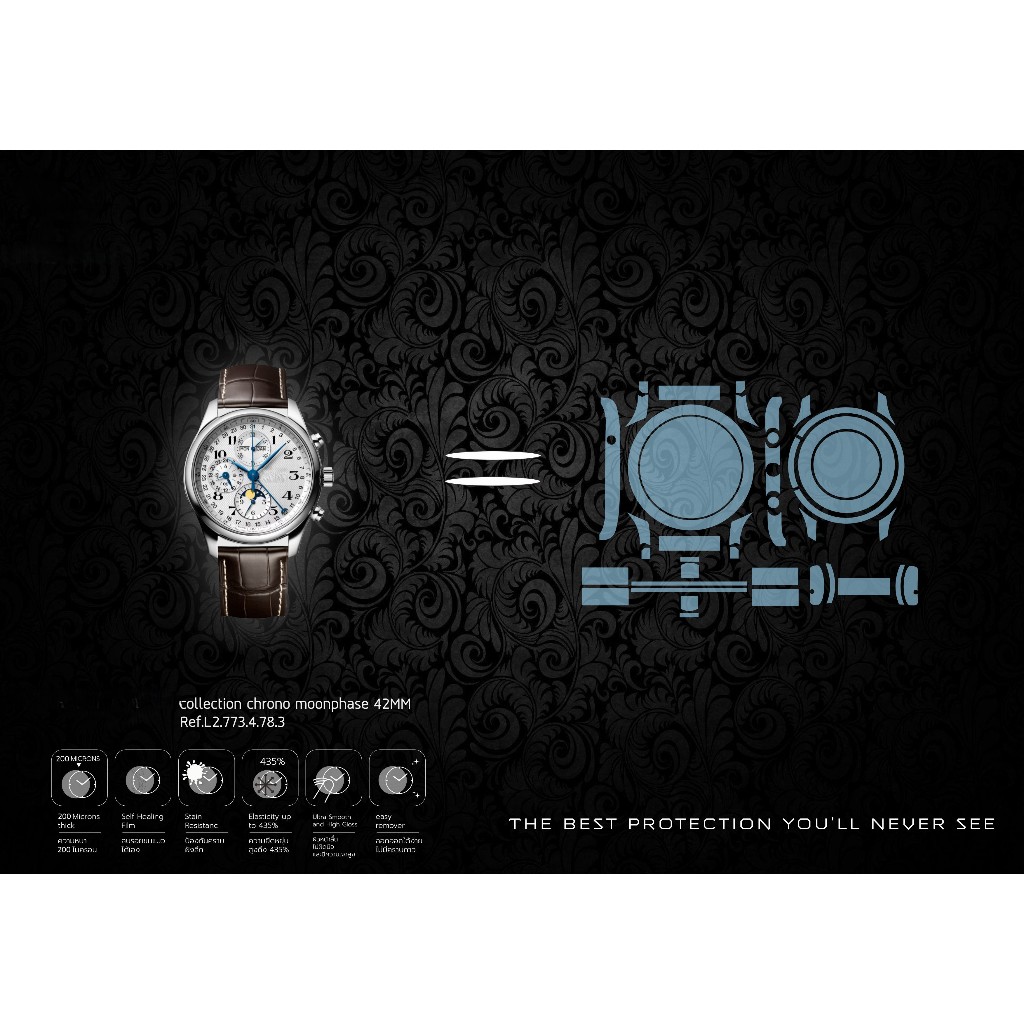 ฟิล์มกันรอยนาฬิกา Watch Protection Film สำหรับ แบรนด์ Longines Master collection chrono moonphase 42