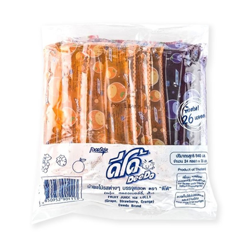 ดีโด้ หวานเย็นกลิ่นต่างๆ ผลไม้ โคล่า 1ถุง 12หลอด สดชื่น ขนม ของหวาน น้ำหวาน เครื่องดื่มแช่เย็นตัวดูด - รูปที่ 2