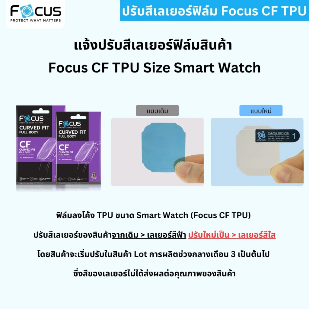 ฟิล์ม TPU Focus สำหรับ Apple Watch Series 7/8/9/10/11/SE3/SE2/SE/6/5/4/3/2/1 ทุกขนาด ใส ลงโค้งกันรอยนาฬิกา โฟกัส thumbnail 6