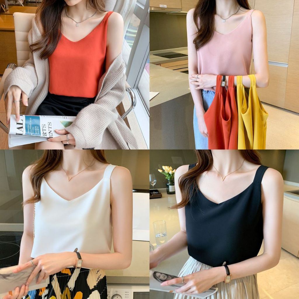 พร้อมส่งจากไทยเสื้อทำงานสายเดี่ยวหนา สวยตรงปกใส่สบาย ทับช่วงอก