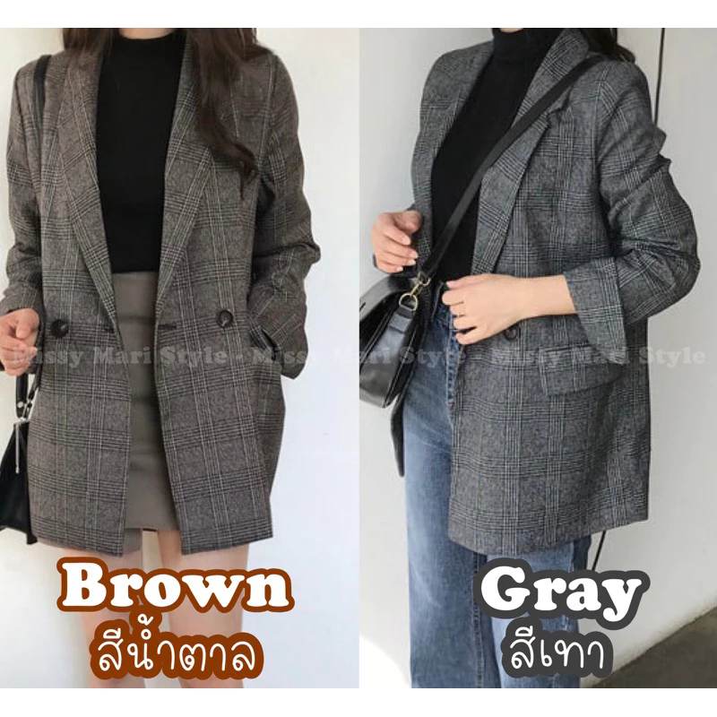 พร้อมส่งจากกทม ✨Sydney Blazer - สูทลายสก๊อต สูททรงoversize มีถึงอกเสื้อ 50" สูทสไตล์เกาหลี ผ้าไม่บาง มีซับในทั้งตัว