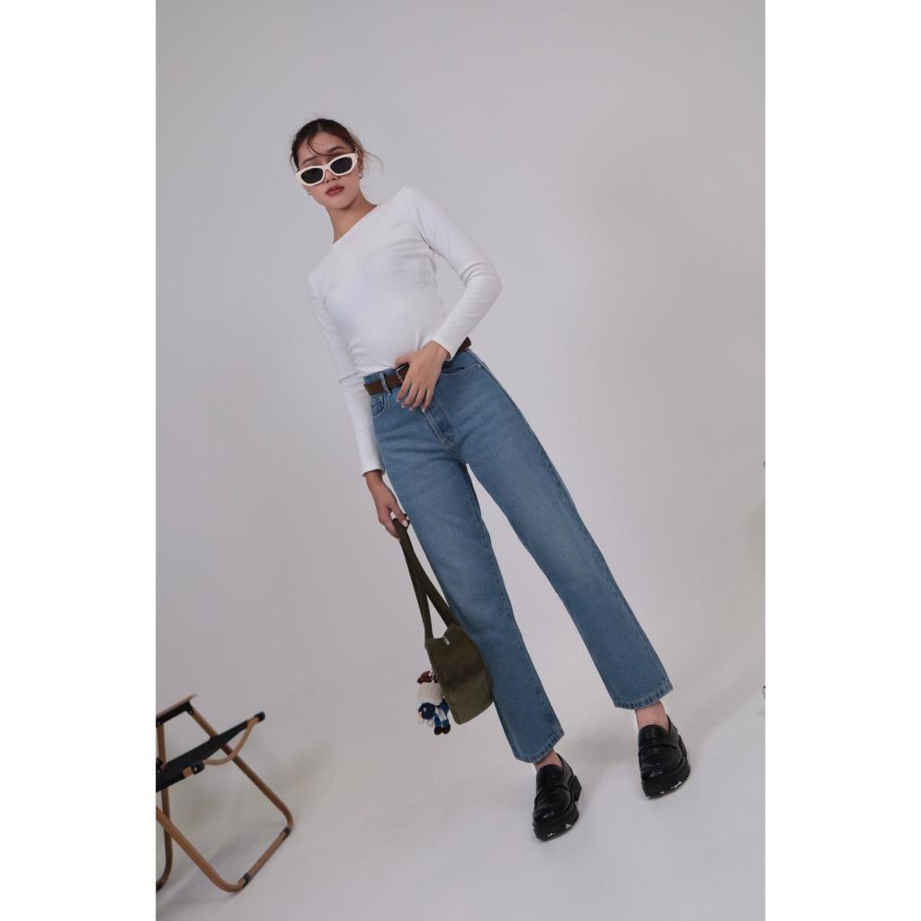 ยีนส์ Nammon Jeans B01 กางเกงยีนส์ทรงบอยรุ่น 5 กระดุม - ผ้าไม่ยืด