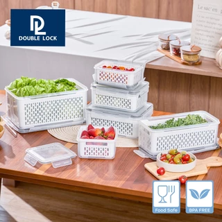 Double Lock Modular Plus กล่องเก็บของในตู้เย็น กล่องถนอมอาหาร พร้อมตะแกรง