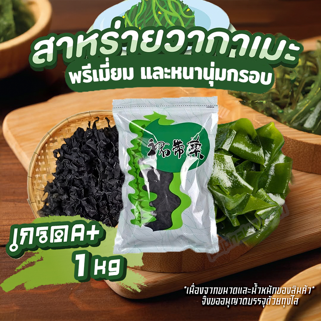 สาหร่ายวากาเมะอบแห้ง 1kg สาหร่ายทะเล ใบอ่อนต้นฤดูใหม่ เกรดส่งออก พรีเมี่ยมคัดพิเศษ คุณภาพดี นุ่มกรอบหนา