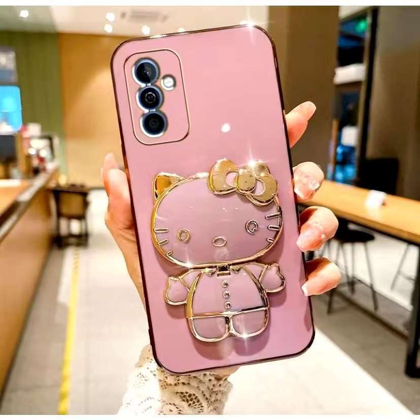 เคส ขอบตรง ขาตั้งคิตตี้กระจก สำหรับ Vivo Y100 เคสกันกระแทก TPU ขอบตรงขาตั้งคิดตี้ พร้อมส่ง
