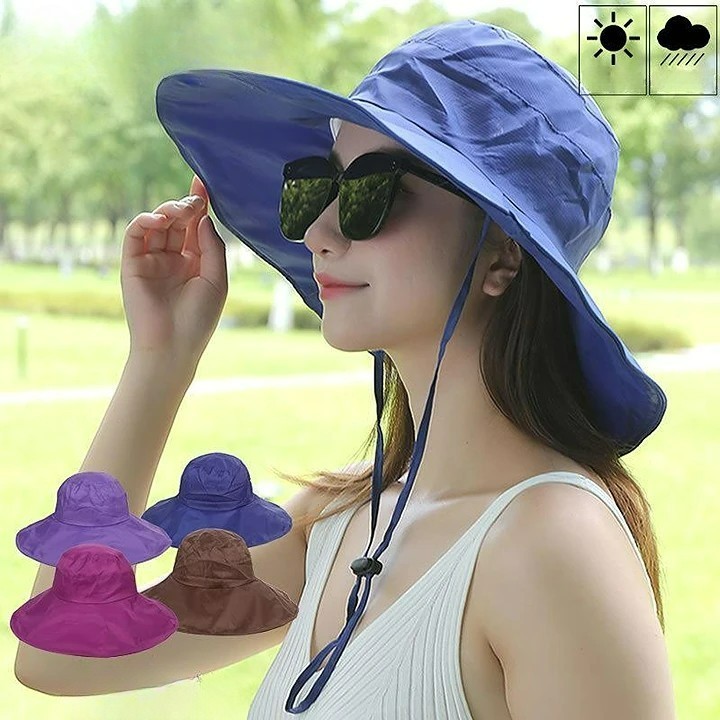 HA015 หมวกไนล่อน ปีกกว้างพับได้ กันแดดกันฝน Nylon hat, wide brim, foldable, sun/rain protectiont 🚚ด่วนมีส่งGrab