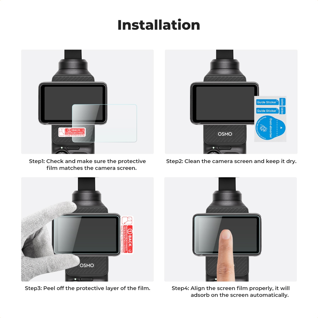 K&F CONCEPT DJI POCKET3 Body Screen Protector DJI POCKET3 Lens Screen Protector+Cleaning Cloth
