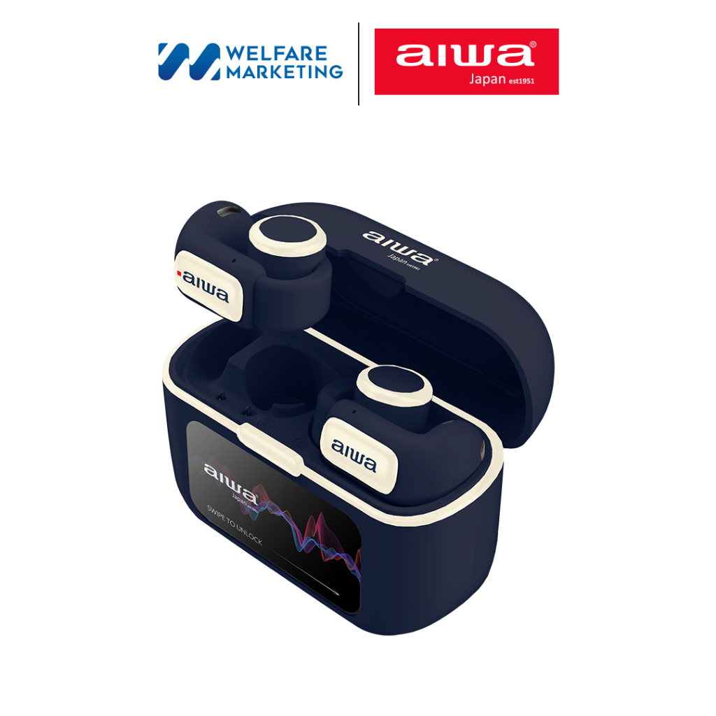 AIWA AT-H03 EDGE TWS Bluetooth Earphones หูฟังไร้สายแบบอินเอียร์ พร้อมหน้าจอ Touch Screen