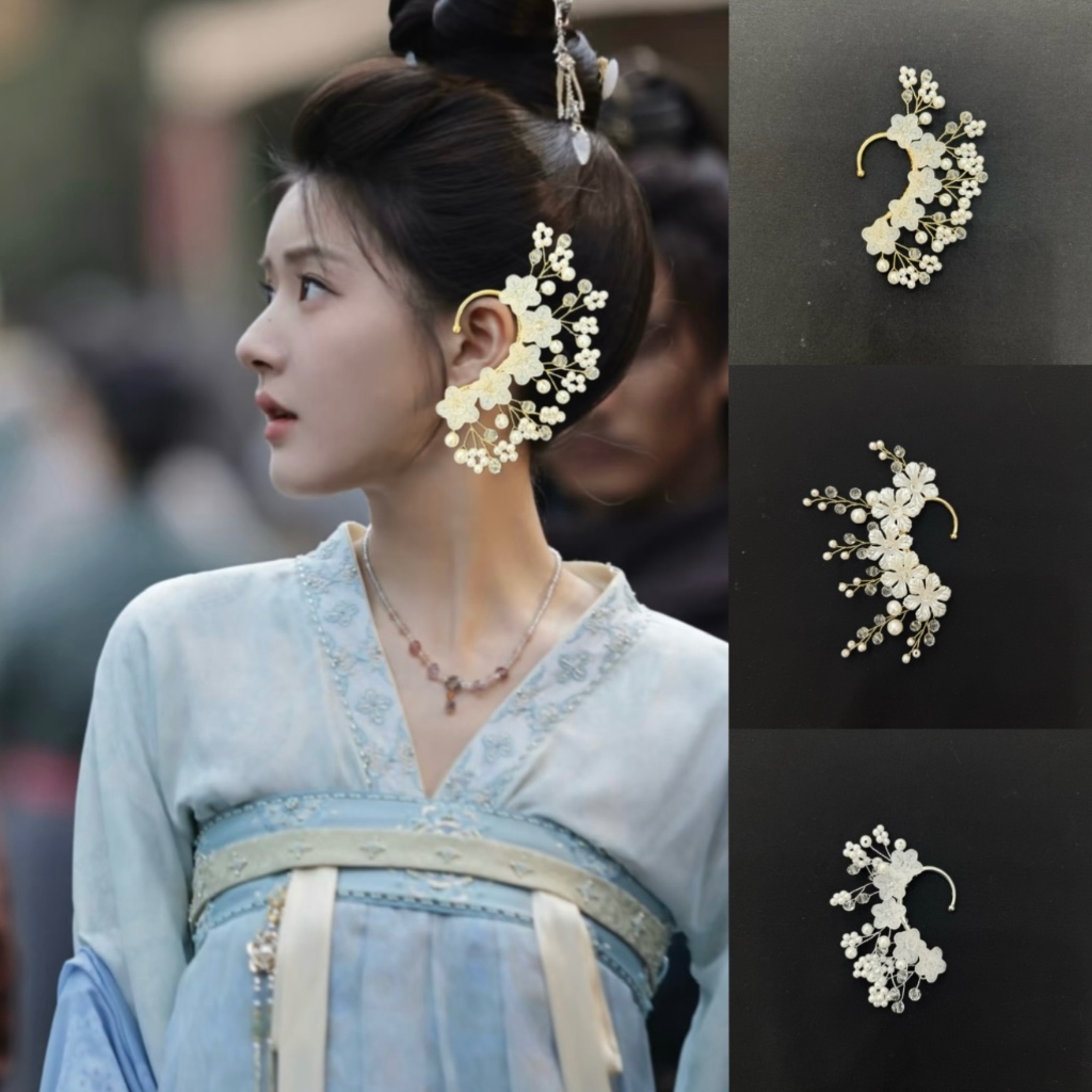 Accessories จอนหูเจ้าสาว จอนหูนางรำ (เด็กโต และผู้ใหญ่ใส่ได้) ต่างหูสาวพราวทองดอกไม้ห่อรอบต่างหู