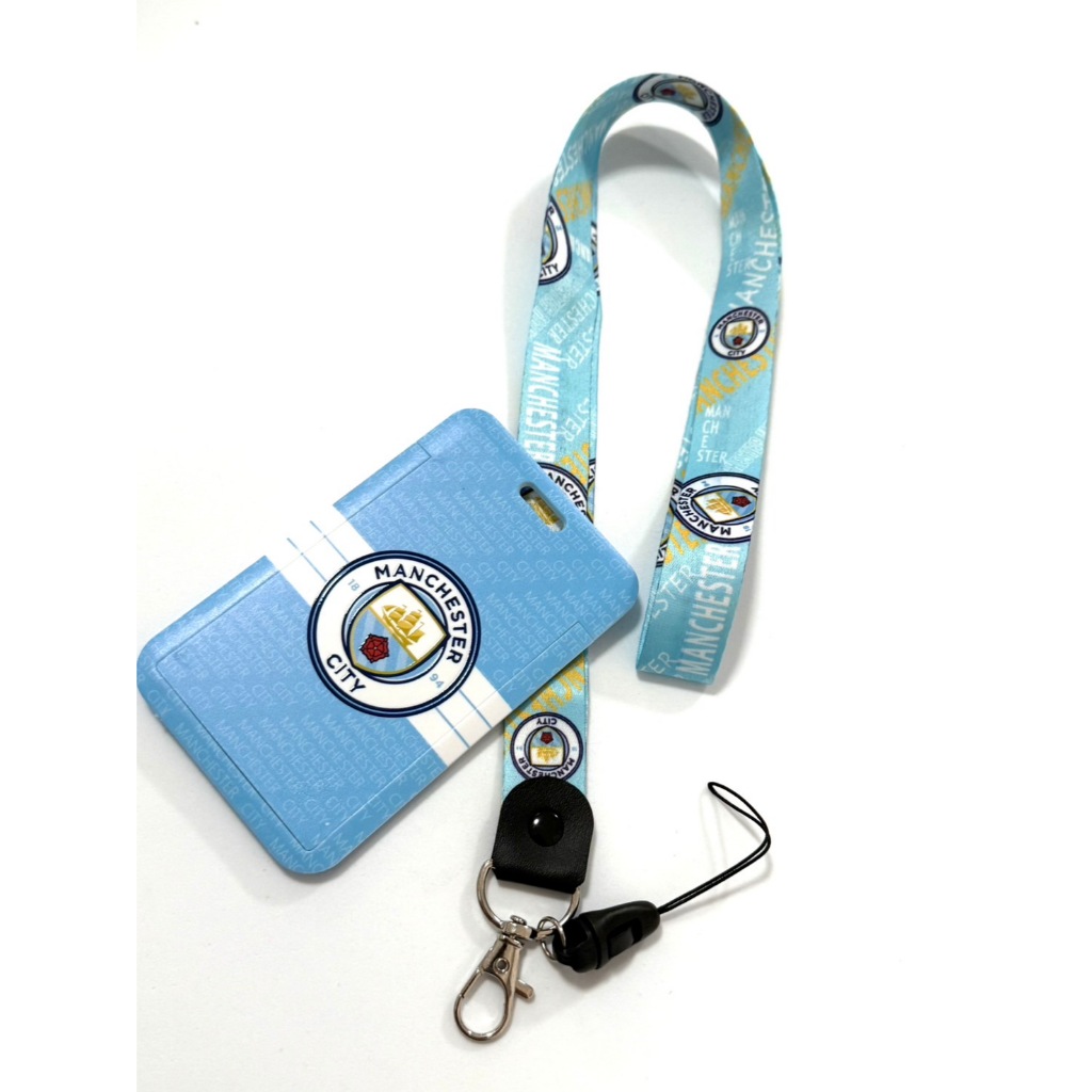 แมนซิตี้ ที่ใส่บัตร  พร้อมสายคล้องคอ(2cm) ลาย MANCHESTER CITY สีฟ้าขาว สำหรับบัตร 5.5x8.5cm (body 7x11cm) สวยงาม งานสวย - รูปที่ 3