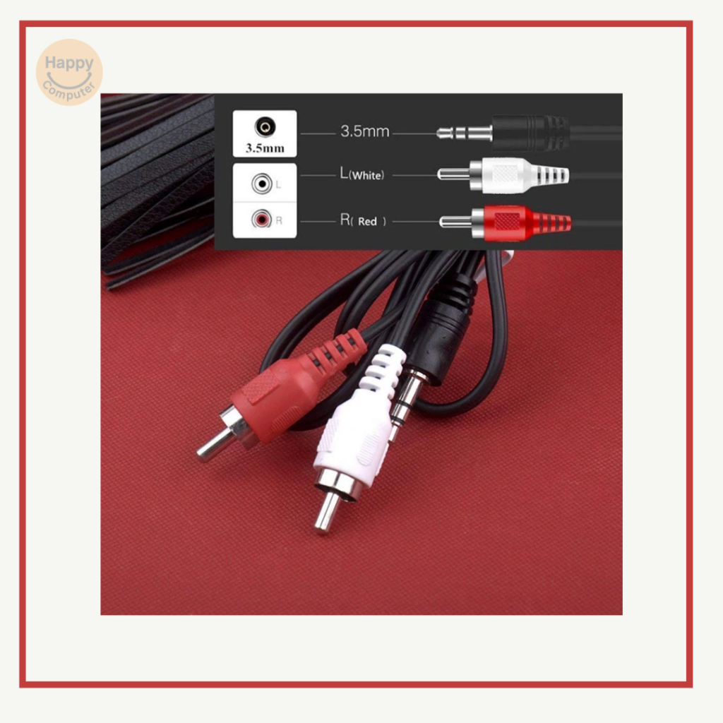 [พร้อมส่ง] สาย AV/RCA เข้า 1 ออก 2 สาย Stereo (3.5) to AV ขาวแดง ยาว 1.5m ถึง 20m