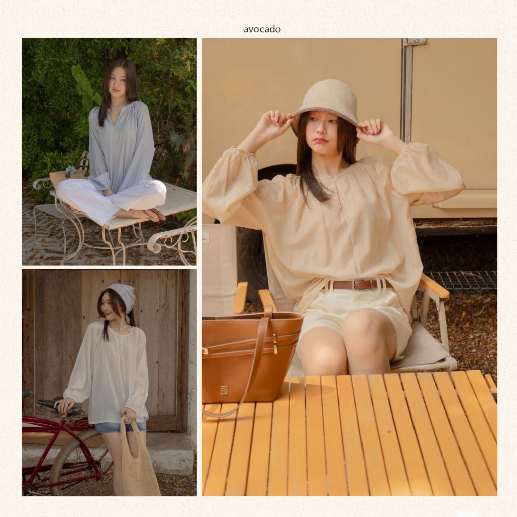 avo piper pan blouse เสื้อเบาส์ เสื้อเบลาส์พร้อมเสริฟแล้วค่า รุ่นนี้เนื้อผ้าจะมีความโปร่งเลยน้า